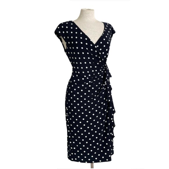 American Living Retro Pin Up Navy Polka Dot Dress - Picture 4 of 9